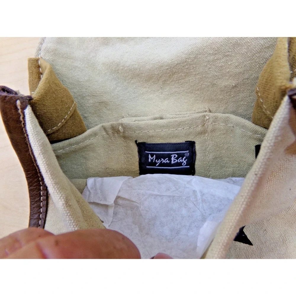 Myra Bag Drink‎ a Cold Beer 6 Pack & Snack Canvas & Leather Tote Carrier New
